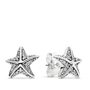 Pandora Starfish Diamond Stud Earrings Sterling Silver Tropical